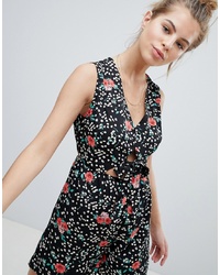 Wednesday's Girl Playsuit With Tie Front Cut Out Detail In Ditsy Floral