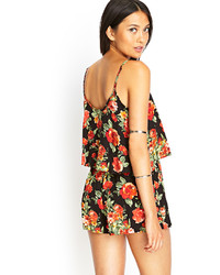 Forever 21 Rose Patch Flounce Romper
