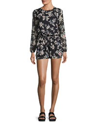 Lucca Couture Theresa Floral Long Sleeve Romper Blackmulti