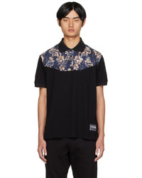 VERSACE JEANS COUTURE Black Panel Polo