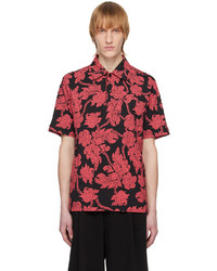 Dries Van Noten Black Red Floral Polo