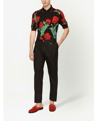 Dolce & Gabbana Floral Intarsia Knit Polo Shirt