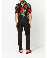 Dolce & Gabbana Floral Intarsia Knit Polo Shirt