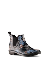 Black Floral Rain Boots