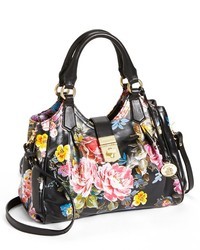 Black Floral Satchel Bag