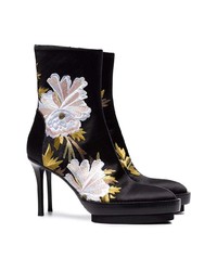 Ann Demeulemeester Black Floral 100 Satin Boots