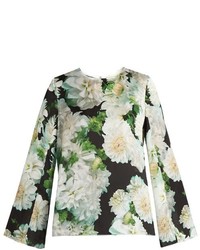 ADAM by Adam Lippes Adam Lippes Long Sleeved Floral Print Satin Top