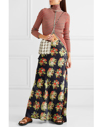 Paco Rabanne Floral Print Satin Maxi Skirt