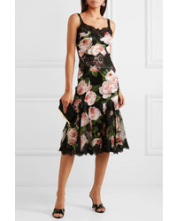 Dolce & Gabbana Med Floral Print Satin Dress