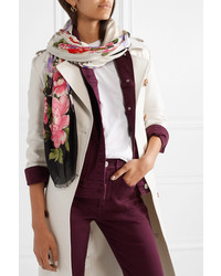 Gucci Fringed Floral Print Modal And Scarf