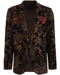 Black Floral Sequin Blazer