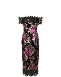 Marchesa Notte Sequin Fitted Dress