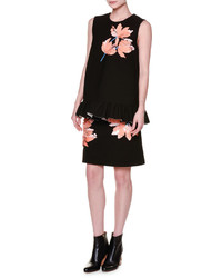 Marni Floral Appliqu Ruffle Waist Skirt Black