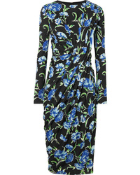 Jason Wu Collection Draped Floral Print Stretch Jersey Dress