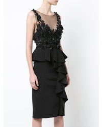 Marchesa Notte Embroidered And Frill Detailed Dress