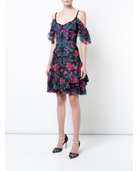 Marchesa Notte Floral Embroidered Mini Dress