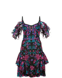 Marchesa Notte Floral Embroidered Mini Dress