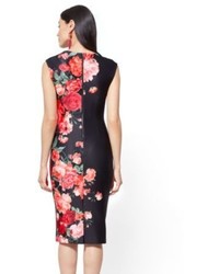 New York & Co. Keyhole Sheath Dress Black Floral