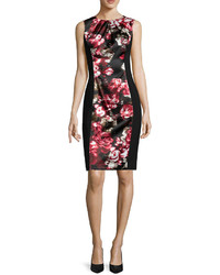 London Times London Style Collection Sleeveless Floral Colorblock Sheath Dress Petite