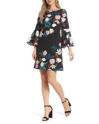 Eliza J Bell Sleeve Floral Print Shift Dress