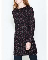 Choies Black Shift Dress With Floral Print