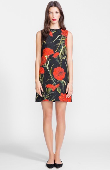 Dolce & Gabbana Dolcegabbana Carnation Print Brocade Shift Dress, $1,875 |  Nordstrom | Lookastic
