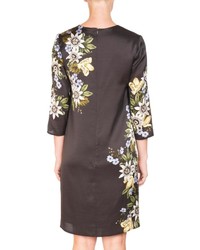 Erdem Emma Elbow Sleeve Silk Shift Dress With Placed Floral Print