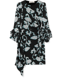 Diane von Furstenberg Faridah Ruffled Floral Print Stretch Voile Mini Dress