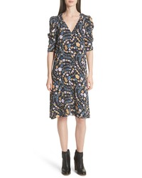 See by Chloe Floral Print Ruched Sleeve Dress