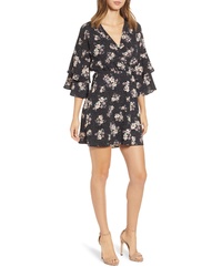 All in Favor Printed Ruffle Sleeve Minidress