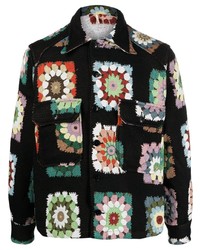 Sunflower Floral Jacquard Shirt Jacket