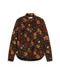 Kenzo Floral Print Quilted Long Sleeve Button Up Shirt