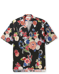 Saint Laurent Camp Collar Floral Print Voile Shirt