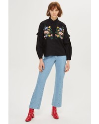 Topshop Forest Floral Embroidered Shirt