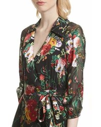 Alice + Olivia Abney Floral Wrap Shirtdress