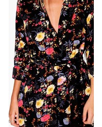 Boohoo Amada Floral Printed Maxi Shirt Dress