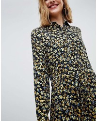 Warehouse Ditsy Marigold Floral Print Shirt Dress
