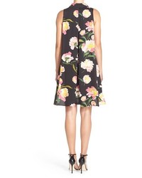 Adrianna Papell Floral Crepe De Chine Shirtdress