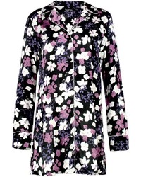 Boohoo Flossie Floral Satin Piping Shirt Dress