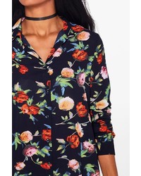 Boohoo Keely Floral Print Shirt Dress