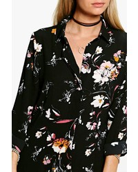 Boohoo Mary Long Sleeve Floral Shirt Dress