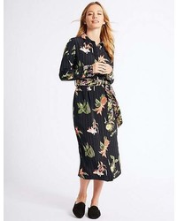 Marks and Spencer Petite Floral Print Shirt Midi Dress