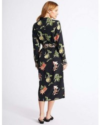 Marks and Spencer Petite Floral Print Shirt Midi Dress