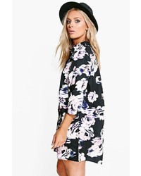 Boohoo Plus Alix Blurred Floral Shirt Dress