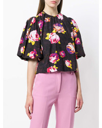 MSGM Floral Puffed Sleeve Blouse
