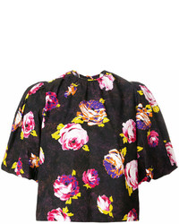 MSGM Floral Puffed Sleeve Blouse