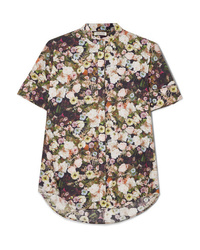 Black Floral Short Sleeve Button Down Shirt