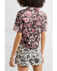Isabel Marant Neel Tie Front Floral Print Cotton Shirt