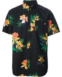 Black Floral Short Sleeve Shirt