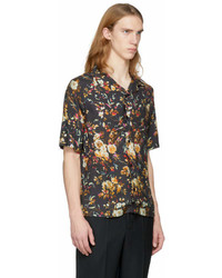 McQ Alexander Ueen Black Short Sleeve Floral Billy Shirt